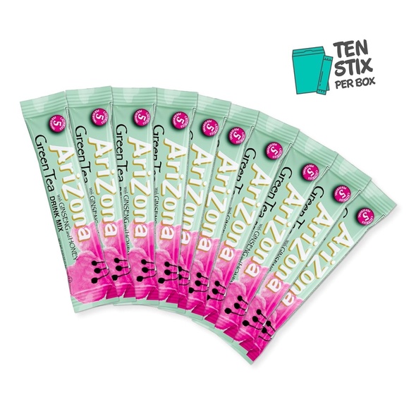 10 Boxes AriZona Green Tea with Ginseng & Honey - On-the-Go Powder Drink Mix - Picture 1 of 6